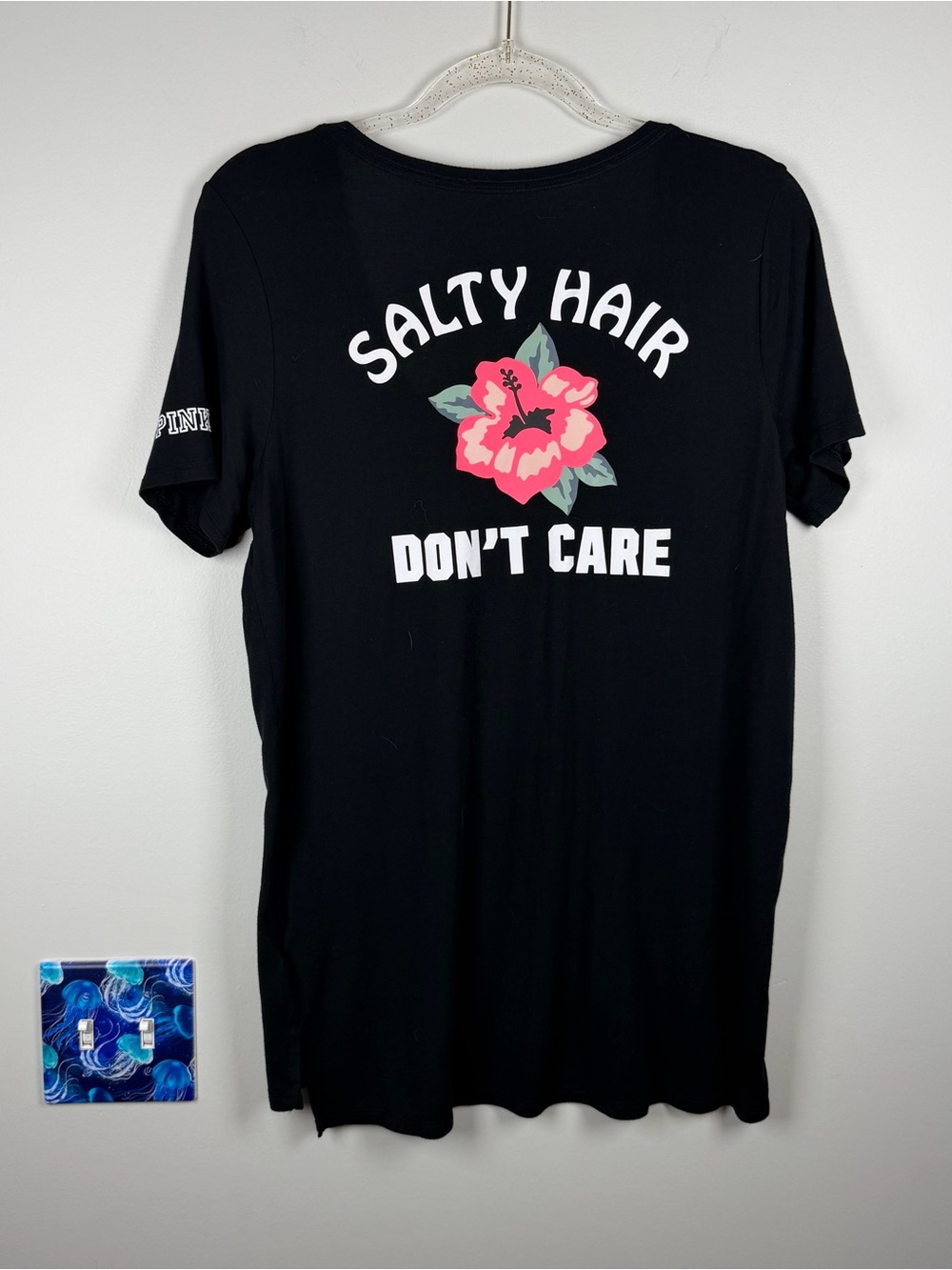Victoria’s Secret PINK Hawaii Salty Hair Don’t Care Hibiscus T-Shirt Top Medium